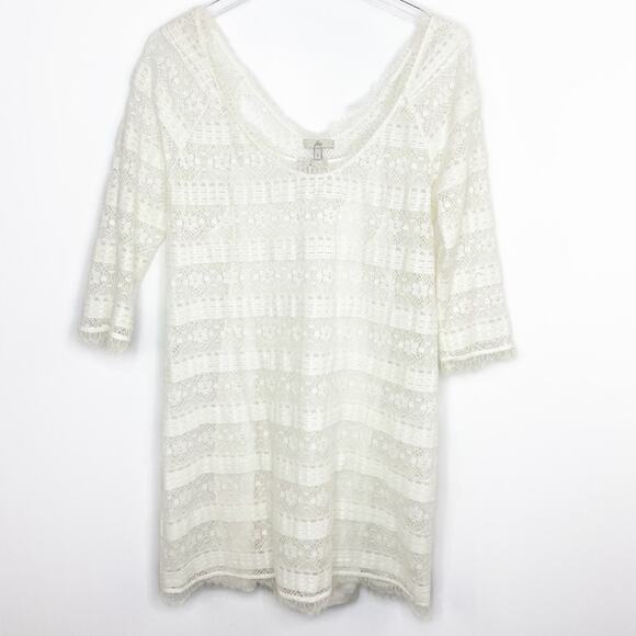 Joie Cream Floral Lace Overlay Mini Dress With Shell With Small - Picture 1 of 4